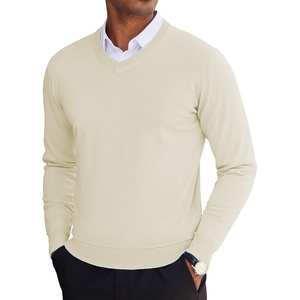 image:imageCOOFANDY Mens V Neck Sweater Lightweight Knitted Pullover SweatersBeige
