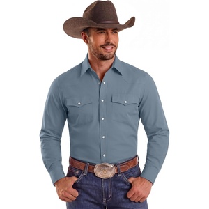 image:imageCOOFANDY Mens Western Cowboy Shirts Casual Button Down Shirt Long SleeveGrey Blue
