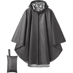 image:imageCOOFANDY Rain Ponchos for Adults Full Zip Lightweight Rain Jackets Waterproof Packable Raincoats with Hood Hiking CampingDark Grey