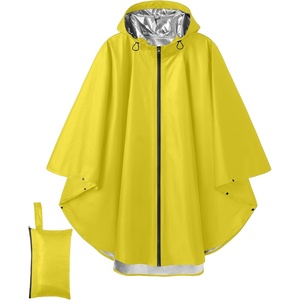 image:imageCOOFANDY Rain Ponchos for Adults Full Zip Lightweight Rain Jackets Waterproof Packable Raincoats with Hood Hiking CampingMid Yellow