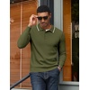 image:imageCOOFANDY Men Knit Polo Sweater Long Sleeve Polo Shirts Casual Golf PulloverArmy Green
