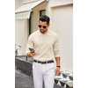 image:imageCOOFANDY Men Knit Polo Sweater Long Sleeve Polo Shirts Casual Golf PulloverBeige