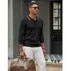 image:imageCOOFANDY Men Knit Polo Sweater Long Sleeve Polo Shirts Casual Golf PulloverBlack