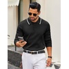 image:imageCOOFANDY Men Knit Polo Sweater Long Sleeve Polo Shirts Casual Golf PulloverBlack