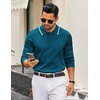 image:imageCOOFANDY Men Knit Polo Sweater Long Sleeve Polo Shirts Casual Golf PulloverBlue Green