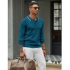 image:imageCOOFANDY Men Knit Polo Sweater Long Sleeve Polo Shirts Casual Golf PulloverBlue Green