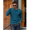 image:imageCOOFANDY Men Knit Polo Sweater Long Sleeve Polo Shirts Casual Golf PulloverBlue Green