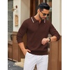 image:imageCOOFANDY Men Knit Polo Sweater Long Sleeve Polo Shirts Casual Golf PulloverBrown