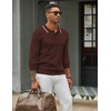 image:imageCOOFANDY Men Knit Polo Sweater Long Sleeve Polo Shirts Casual Golf PulloverBrown
