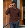 image:imageCOOFANDY Men Knit Polo Sweater Long Sleeve Polo Shirts Casual Golf PulloverBrown