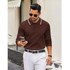 image:imageCOOFANDY Men Knit Polo Sweater Long Sleeve Polo Shirts Casual Golf PulloverBrown
