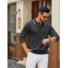 image:imageCOOFANDY Men Knit Polo Sweater Long Sleeve Polo Shirts Casual Golf PulloverDark Grey