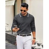 image:imageCOOFANDY Men Knit Polo Sweater Long Sleeve Polo Shirts Casual Golf PulloverDark Grey