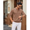 image:imageCOOFANDY Men Knit Polo Sweater Long Sleeve Polo Shirts Casual Golf PulloverDark Khaki