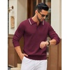 image:imageCOOFANDY Men Knit Polo Sweater Long Sleeve Polo Shirts Casual Golf PulloverDark Red