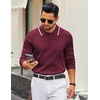 image:imageCOOFANDY Men Knit Polo Sweater Long Sleeve Polo Shirts Casual Golf PulloverDark Red