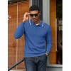 image:imageCOOFANDY Men Knit Polo Sweater Long Sleeve Polo Shirts Casual Golf PulloverDenim Blue
