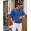 image:imageCOOFANDY Men Knit Polo Sweater Long Sleeve Polo Shirts Casual Golf PulloverDenim Blue