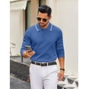 image:imageCOOFANDY Men Knit Polo Sweater Long Sleeve Polo Shirts Casual Golf PulloverDenim Blue