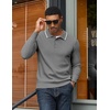 image:imageCOOFANDY Men Knit Polo Sweater Long Sleeve Polo Shirts Casual Golf PulloverGrey