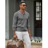 image:imageCOOFANDY Men Knit Polo Sweater Long Sleeve Polo Shirts Casual Golf PulloverGrey