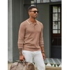 image:imageCOOFANDY Men Knit Polo Sweater Long Sleeve Polo Shirts Casual Golf PulloverKhaki