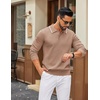 image:imageCOOFANDY Men Knit Polo Sweater Long Sleeve Polo Shirts Casual Golf PulloverKhaki