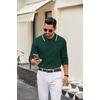 image:imageCOOFANDY Men Knit Polo Sweater Long Sleeve Polo Shirts Casual Golf PulloverLake Green