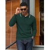 image:imageCOOFANDY Men Knit Polo Sweater Long Sleeve Polo Shirts Casual Golf PulloverLake Green