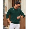 image:imageCOOFANDY Men Knit Polo Sweater Long Sleeve Polo Shirts Casual Golf PulloverLake Green