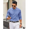 image:imageCOOFANDY Men Knit Polo Sweater Long Sleeve Polo Shirts Casual Golf PulloverLight Blue