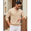 image:imageCOOFANDY Men Knit Polo Sweater Long Sleeve Polo Shirts Casual Golf PulloverLight Brown