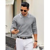 image:imageCOOFANDY Men Knit Polo Sweater Long Sleeve Polo Shirts Casual Golf PulloverLight Grey
