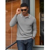image:imageCOOFANDY Men Knit Polo Sweater Long Sleeve Polo Shirts Casual Golf PulloverLight Grey