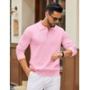 image:imageCOOFANDY Men Knit Polo Sweater Long Sleeve Polo Shirts Casual Golf PulloverLight Pink