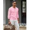 image:imageCOOFANDY Men Knit Polo Sweater Long Sleeve Polo Shirts Casual Golf PulloverLight Pink