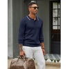 image:imageCOOFANDY Men Knit Polo Sweater Long Sleeve Polo Shirts Casual Golf PulloverMidnight Blue