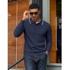 image:imageCOOFANDY Men Knit Polo Sweater Long Sleeve Polo Shirts Casual Golf PulloverMidnight Blue
