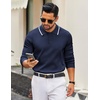 image:imageCOOFANDY Men Knit Polo Sweater Long Sleeve Polo Shirts Casual Golf PulloverMidnight Blue