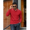 image:imageCOOFANDY Men Knit Polo Sweater Long Sleeve Polo Shirts Casual Golf PulloverRed