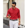 image:imageCOOFANDY Men Knit Polo Sweater Long Sleeve Polo Shirts Casual Golf PulloverRed