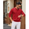 image:imageCOOFANDY Men Knit Polo Sweater Long Sleeve Polo Shirts Casual Golf PulloverRed