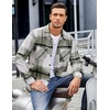 image:imageCOOFANDY Mens Flannel Shirts Casual Button Down Plaid Shirt Jacket Long Sleeve Fleece Shacket with PocketsSage Green