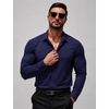 image:imageCOOFANDY Mens Muscle Fit Dress Shirts Long Sleeve Button Down ShirtsNavy Blue