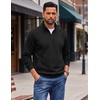 image:imageCOOFANDY Mens Quarter Zip Pullover Lightweight Mock Neck Polo SweatshirtBlack