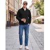 image:imageCOOFANDY Mens Quarter Zip Pullover Lightweight Mock Neck Polo SweatshirtBlack
