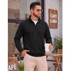 image:imageCOOFANDY Mens Quarter Zip Pullover Lightweight Mock Neck Polo SweatshirtBlack