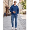 image:imageCOOFANDY Mens Quarter Zip Pullover Lightweight Mock Neck Polo SweatshirtBlue