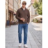 image:imageCOOFANDY Mens Quarter Zip Pullover Lightweight Mock Neck Polo SweatshirtBrown
