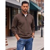 image:imageCOOFANDY Mens Quarter Zip Pullover Lightweight Mock Neck Polo SweatshirtBrown